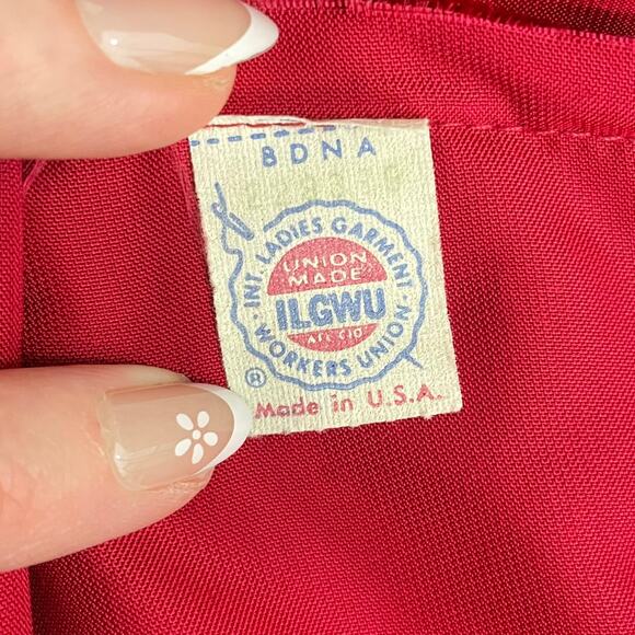 Vintage 70s Red Velvet Ball Gown Backless Bolero Jacket Set Mrs Claus Christmas - Picture 16 of 16